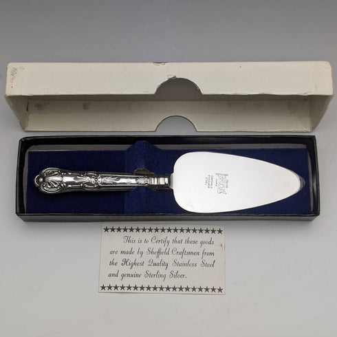 1975年 英国ヴィンテージ 純銀ハンドル 小型ケーキサーバ 箱入り